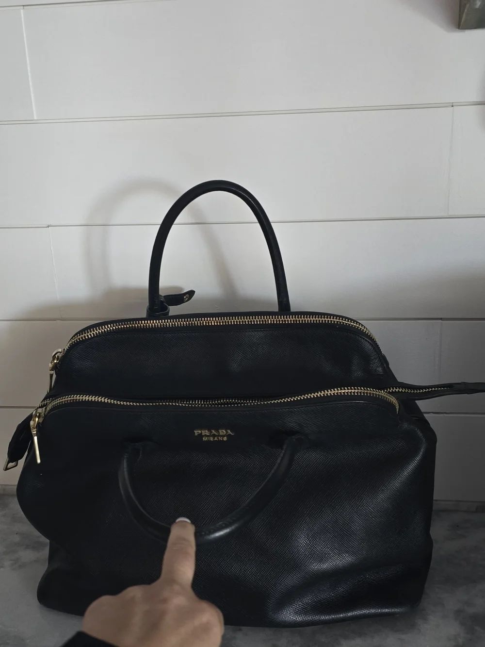 Prada Milano Black Saffiano Leather Dome Satchel with Dust Bag - Picture 7 of 15